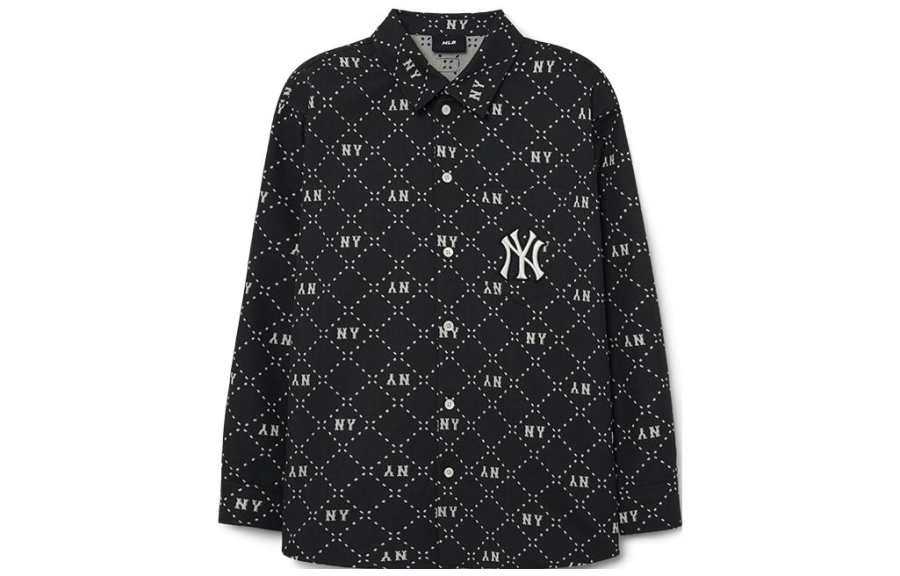 MLB New York Yankees Shirts Unisex Black Lapel Moderate Shirt