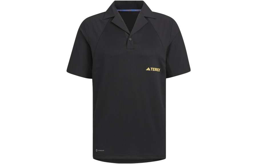 Adidas Adidas Polo Shirts Men's Black Polo Collar Moderate Straight Fit