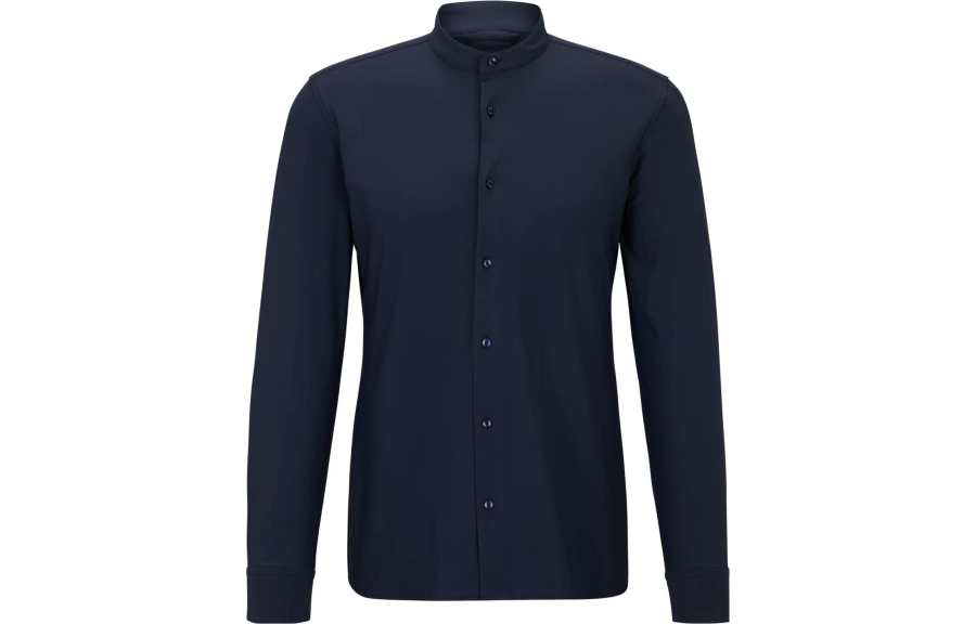 HUGO BOSS Shirts Men's Dark Blue Half Open Collar Moderate Other