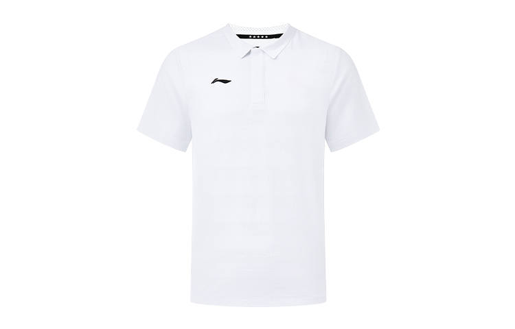 Li-Ning Li Ning Polo Shirts Unisex White Polo Collar Moderate Straight Fit