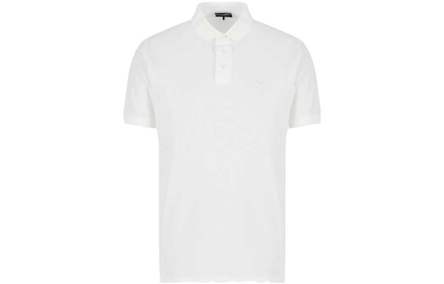 EMPORIO ARMANI Polo Shirts Men's White Polo Collar Moderate Straight Fit