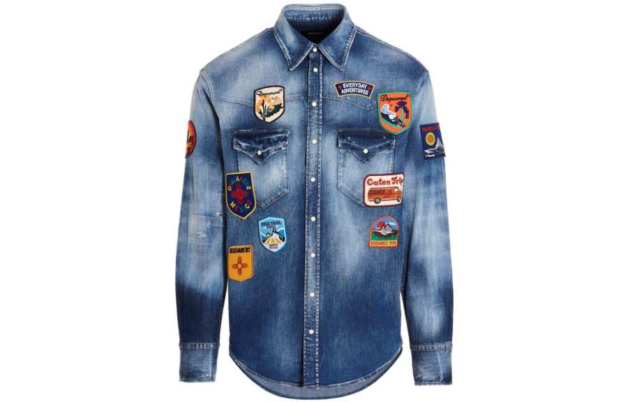DSQUARED 2 DSQUARED 2 Shirts Men's Blue Pointed Collar Moderate Other