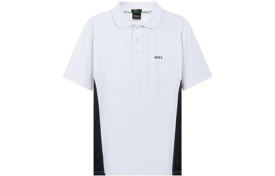 HUGO BOSS Polo Shirts Men's White Polo Collar Moderate Straight Fit