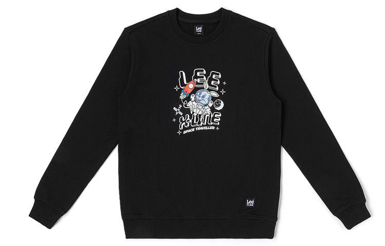 Lee Lee Xline Sweatshirts Unisex Black Crew Neck Moderate Regular