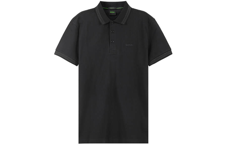HUGO BOSS Polo Shirts Men's Obsidian Black Polo Collar Moderate Straight Fit