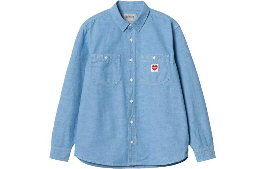 Carhartt WIP SS23 Shirts Men's Blue Pointed Collar Moderate Other