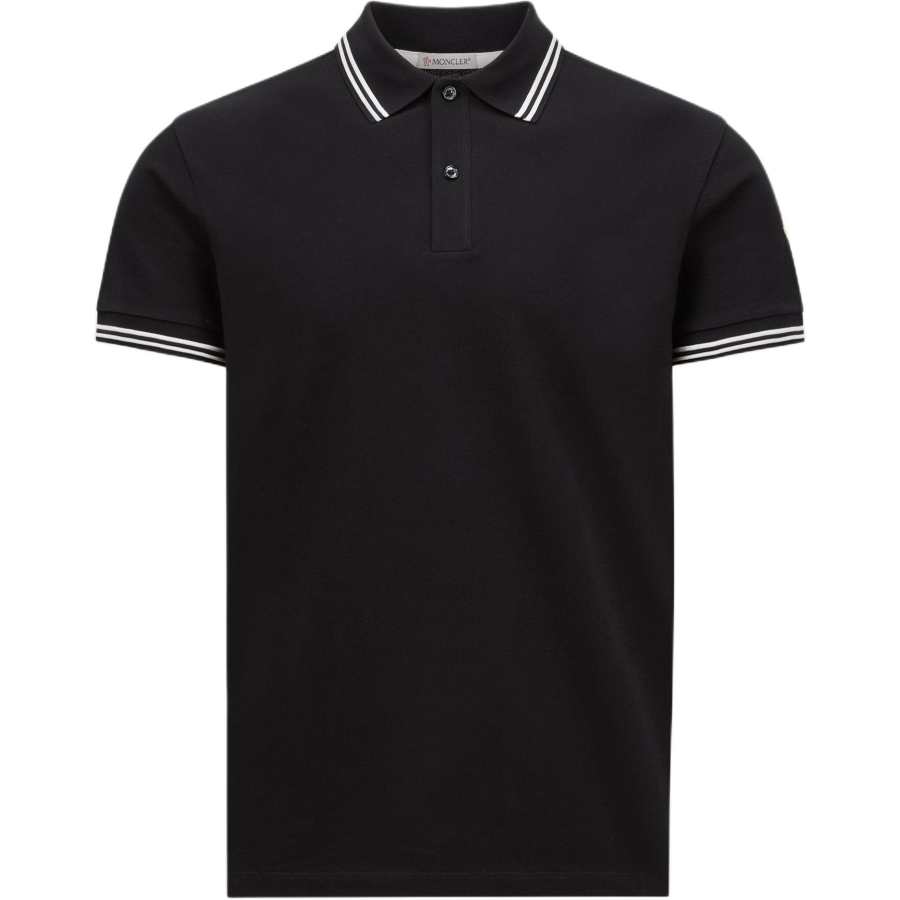 Moncler Striped Trim Polo Shirt Men's Dark Blue