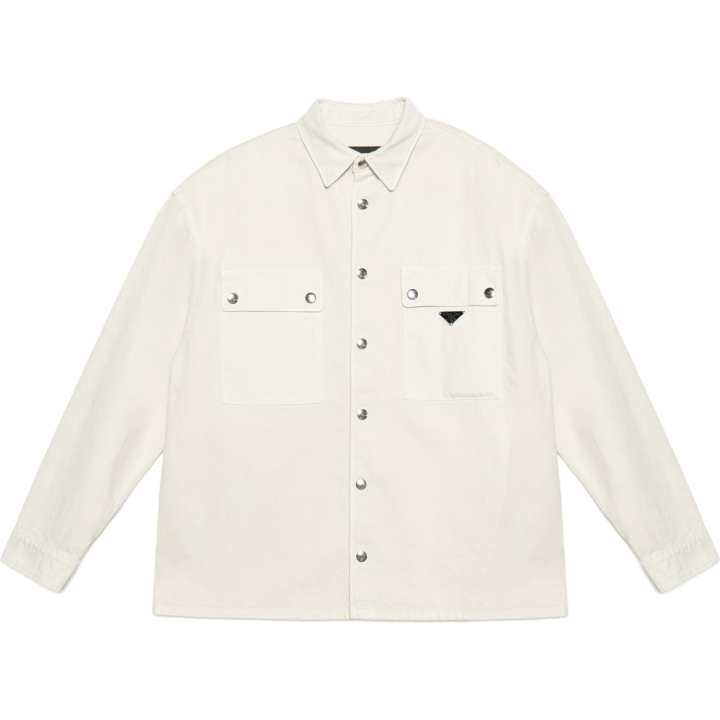 PRADA PRADA Shirts Men's White Pointed Collar Moderate Other
