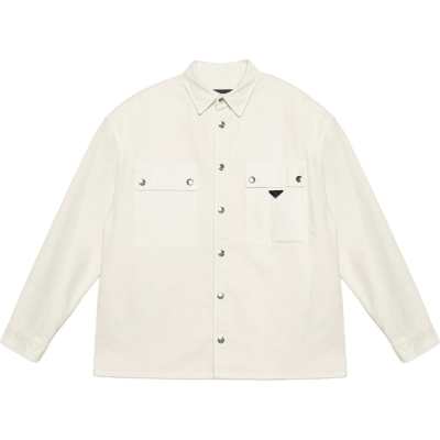PRADA Shirts Men's White Pointed Collar Moderate Other