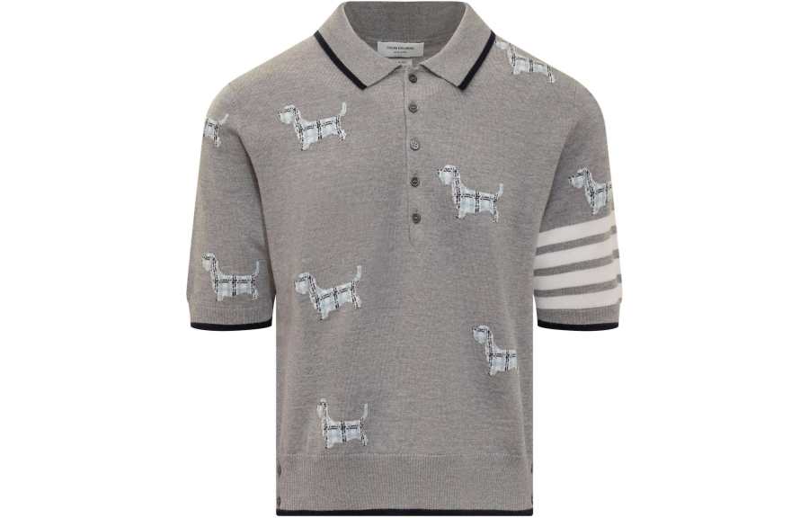 THOM BROWNE THOM BROWNE Short Sleeved Knitted Polo Shirt