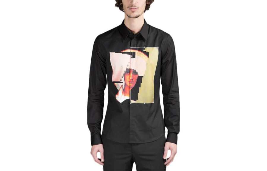Givenchy Givenchy Shirts Men's Black Lapel Thin Other