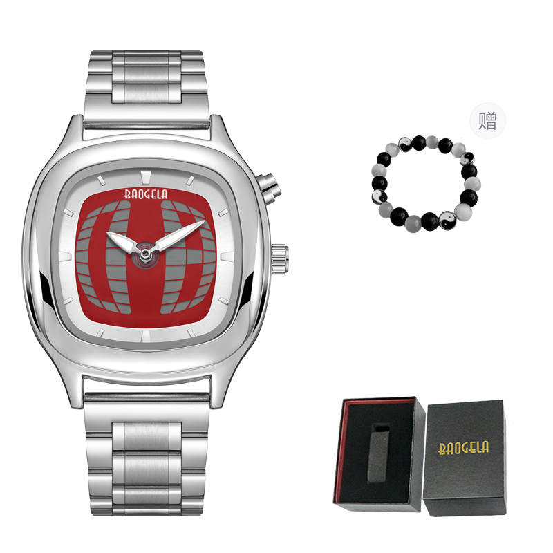 BAOGELA Quartz Movement Stainless Steel Watchband Watch Unisex Red Watch Dial Water Resistant For Everyday Use