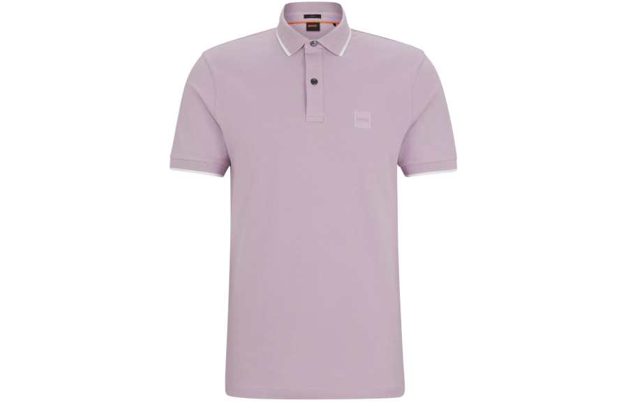 HUGO BOSS Slim Fit Polo Shirt In Washed Stretch Cotton Piqué Polo Shirt Men's Purple