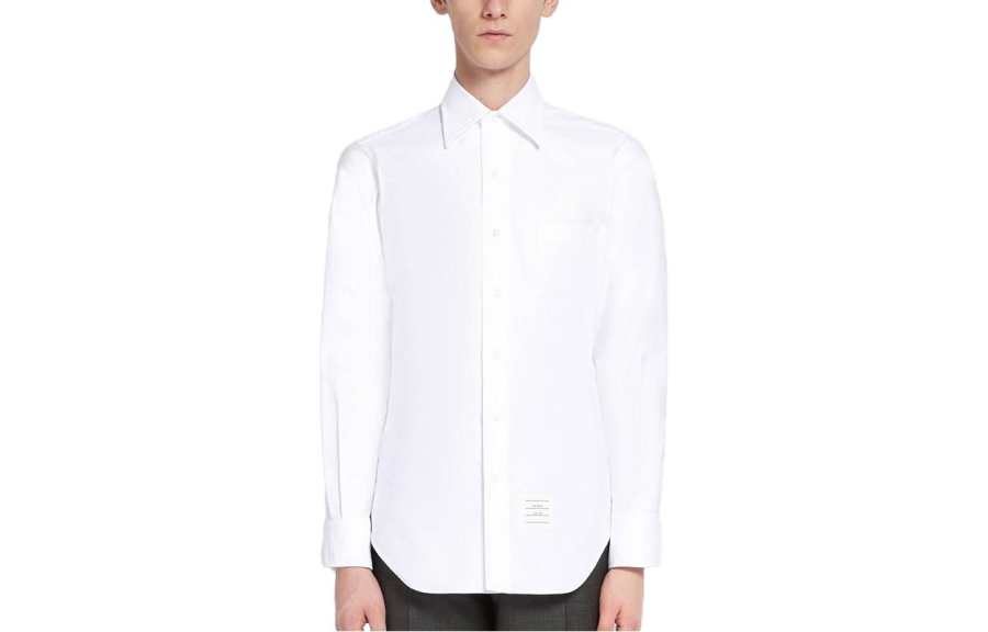 THOM BROWNE THOM BROWNE Shirts Men's White Pointed Collar Moderate Shirt