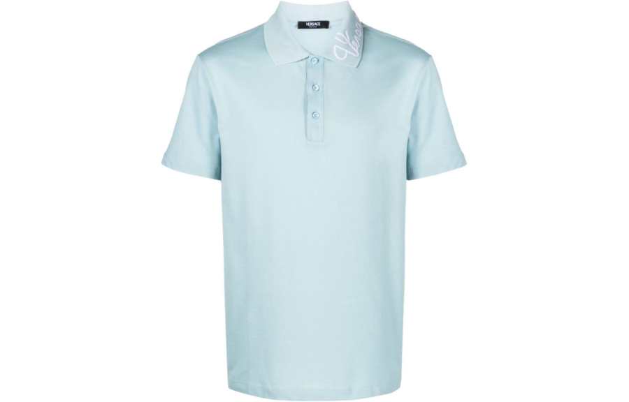 VERSACE VERSACE Logo embroidered Cotton Polo Shirt