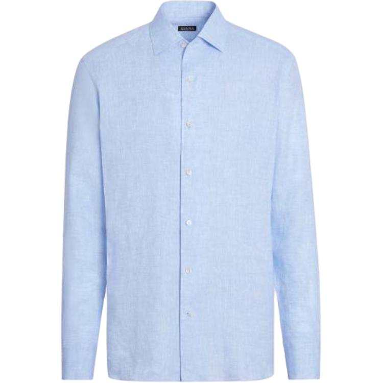 Ermenegildo Zegna Shirts Men's Light Blue Lapel Moderate