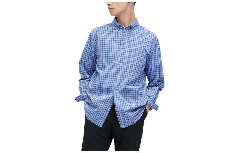 UNIQLO Shirts Men's Sky Blue Pointed Collar Moderate Shirt