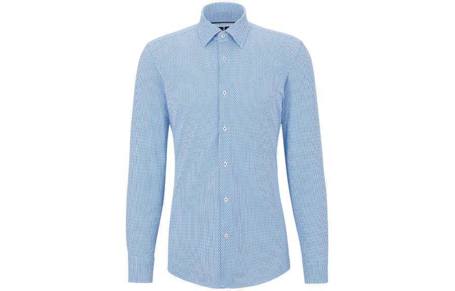 HUGO BOSS Shirts Men's Blue Pointed Collar Moderate Other