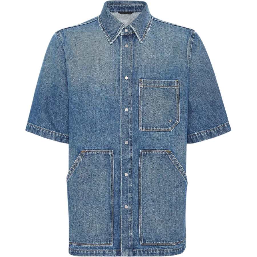 FENDI Short Sleeved Buttoned Denim Shirt