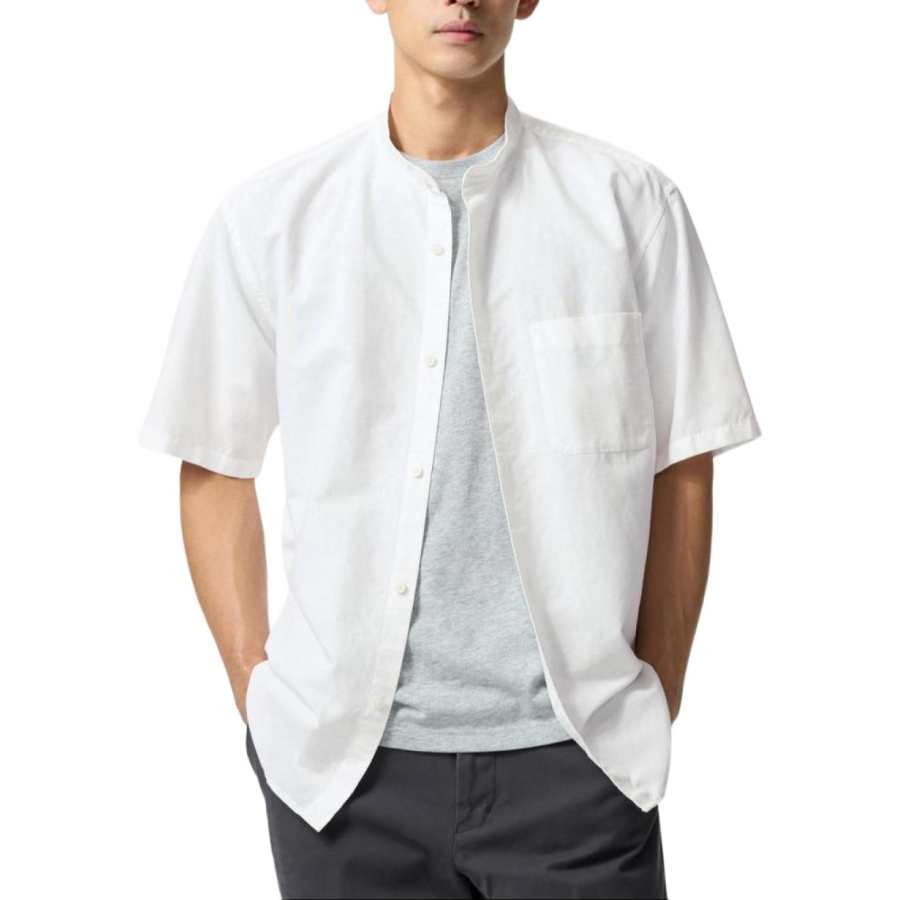 UNIQLO Shirts Unisex White Stand Collar Thin