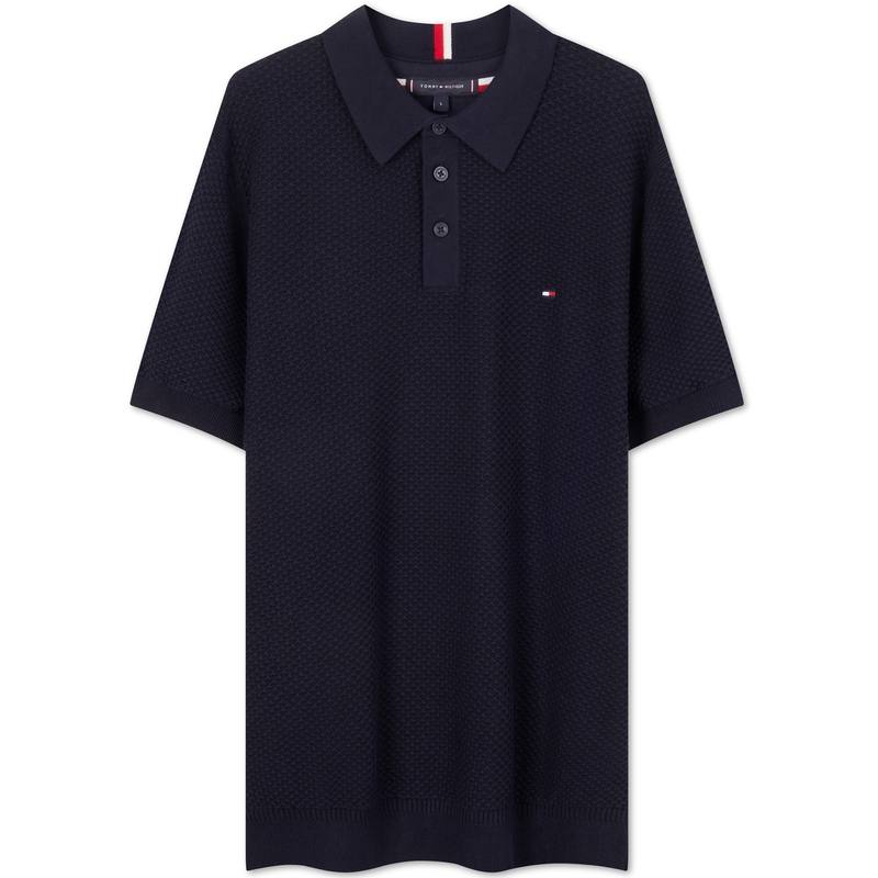 Tommy Hilfiger Logo embroidered Honeycomb Knit Polo Shirt