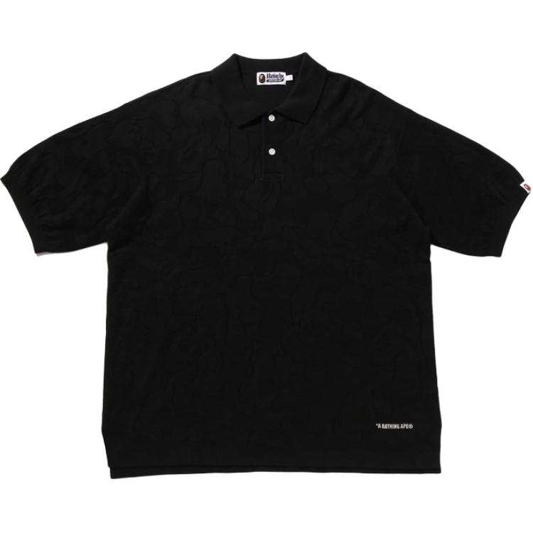 A BATHING APE Bape Solid Camo Jacquard Relax Fit Polo Shirt