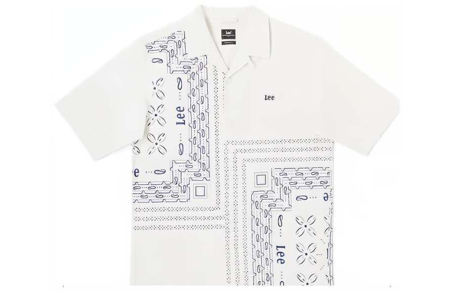 Lee Lee Shirts Men's Milk White Cuban Collar Moderate Other