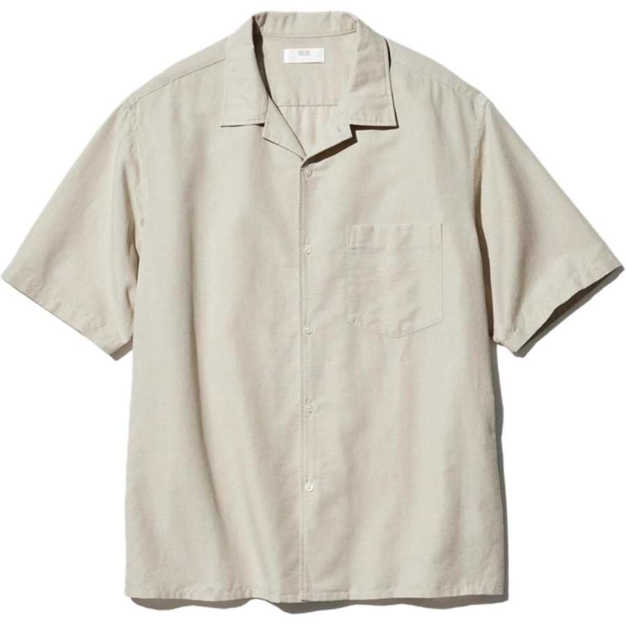 UNIQLO Shirts Unisex Dark Beige Half Open Collar Thin