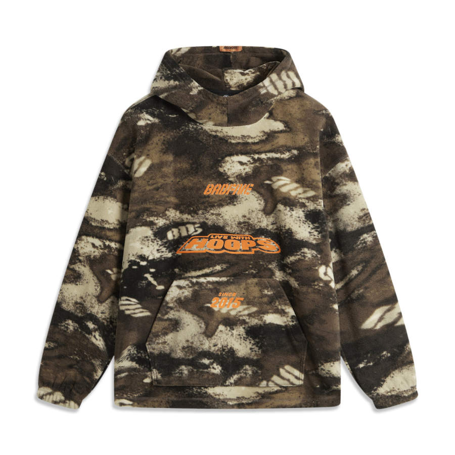 Li-Ning Li Ning BADFIVE Comfortable Loose Fit Fleece Lined Thermal Sweatshirt Men's Camouflage