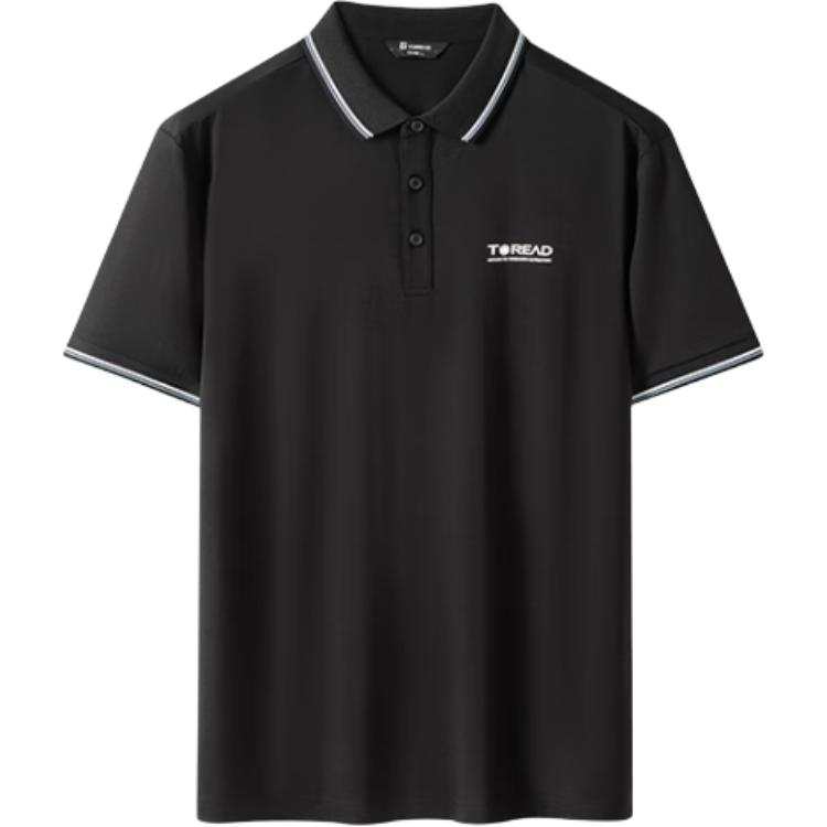 TOREAD Polo Shirts Men's Black Polo Collar Thin Straight Fit