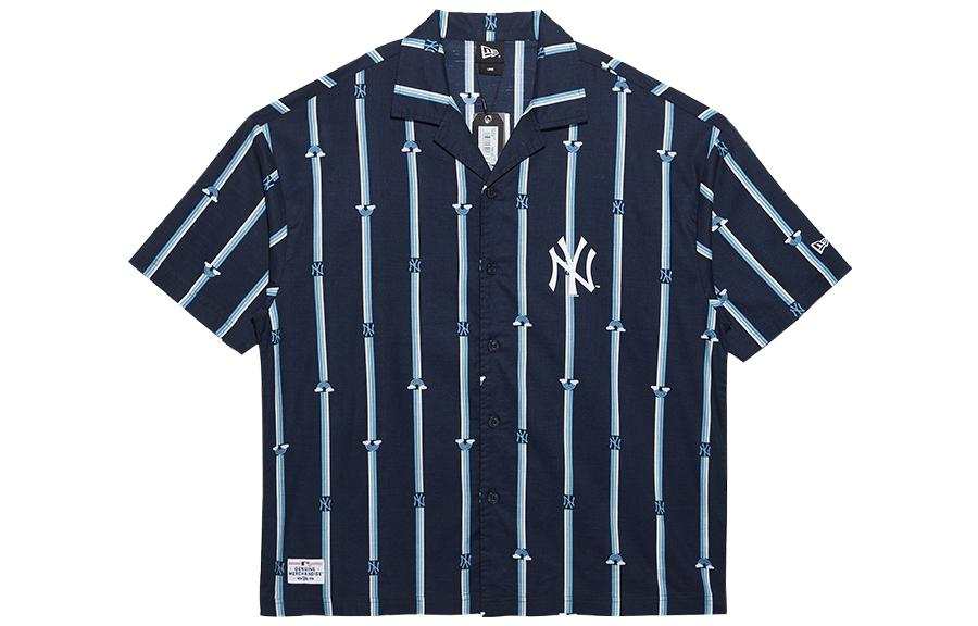 New Era Shirts Men's Navy Blue Lapel Moderate Straight Fit