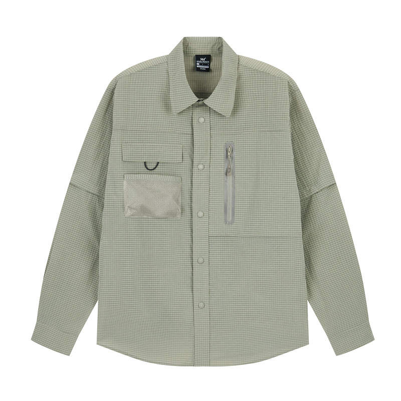 361° Shirts Unisex Aluminum Gray Square Collar Moderate Straight Fit