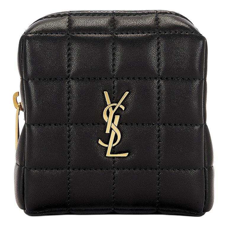 SAINT LAURENT Quilted Leather Clutch Mini Women's Black