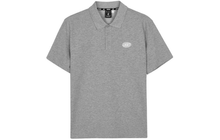 Skechers Polo Shirt Men's Medium Heather Gray