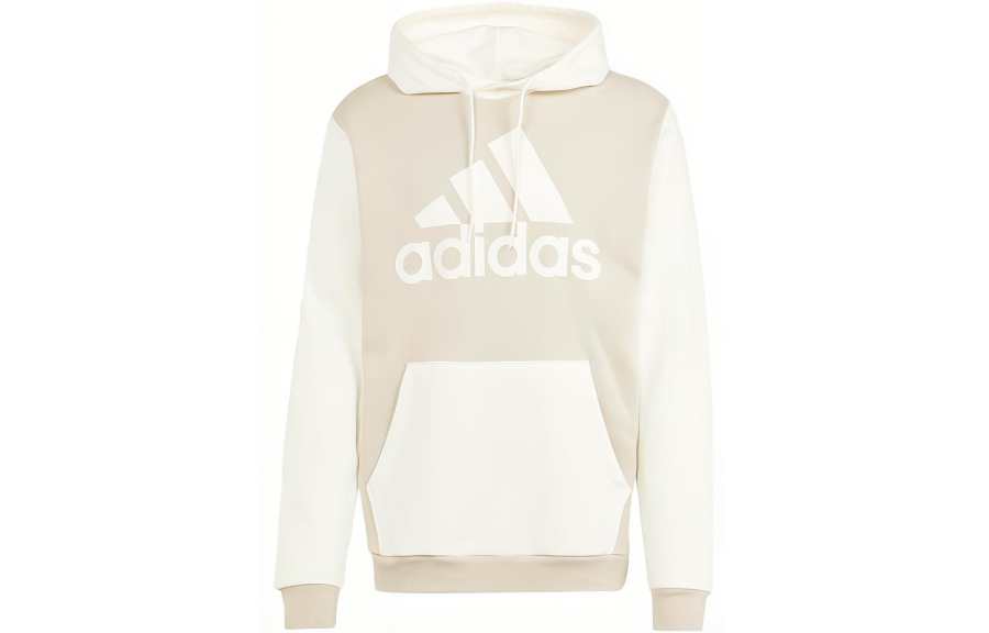 Adidas Adidas Essential Essentials Fleece Big Logo Hoodie Sweatshirt Men's Beige Gray
