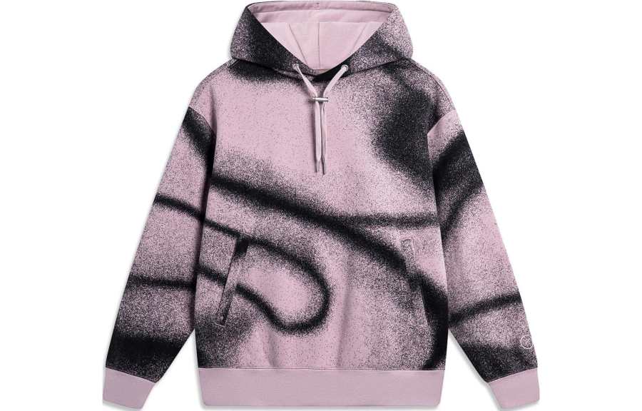 Li-Ning Li Ning Wade Collection, Tie Dye Reflective Fleece Lined Thermal Loose Fit Pullover Hooded Sweatshirt Men's