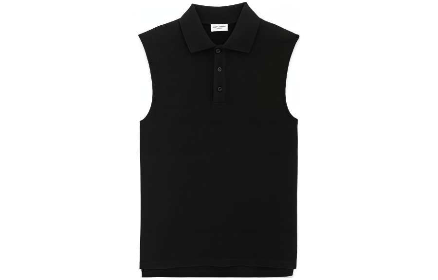 SAINT LAURENT Cassandre Sleeveless Polo Shirt