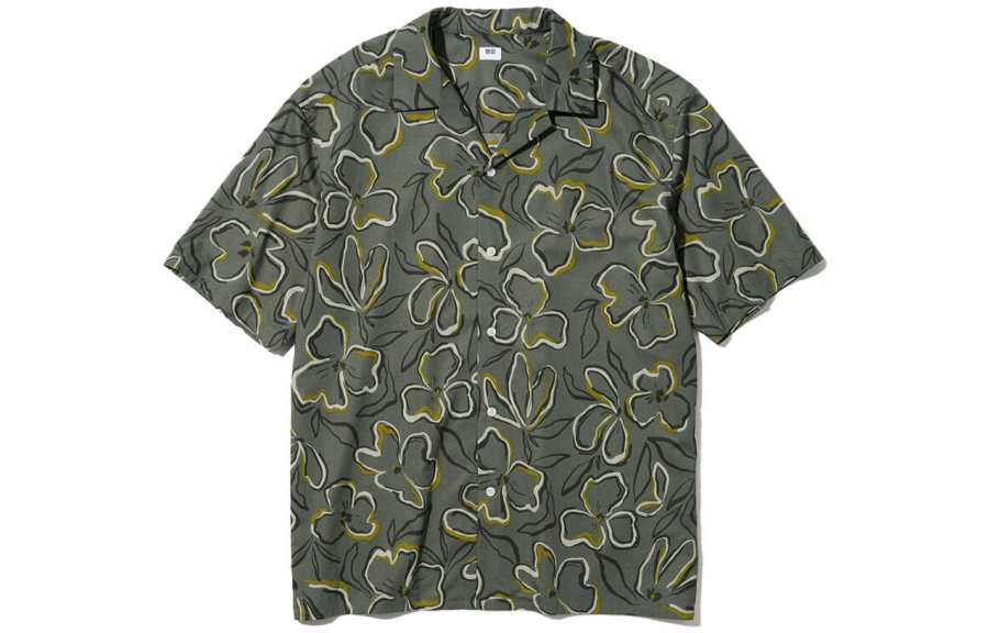 UNIQLO Shirts Men's Olive Cuban Collar Moderate Other