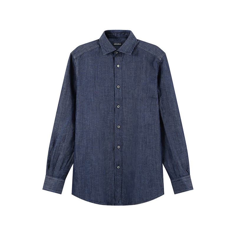 Ermenegildo Zegna SS24 Shirt Men's Denim Blue