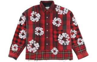 Denim Tears x Denim Tears floral-embroidered checked shirt