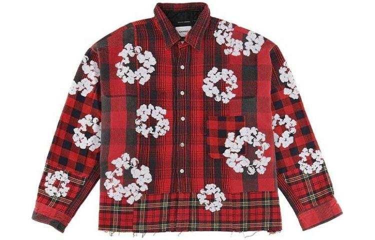 Denim Tears x Denim Tears floral-embroidered checked shirt