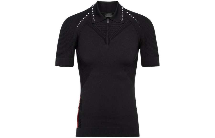 PRADA PRADA Polo Shirts Men's Black Polo Collar Moderate Other