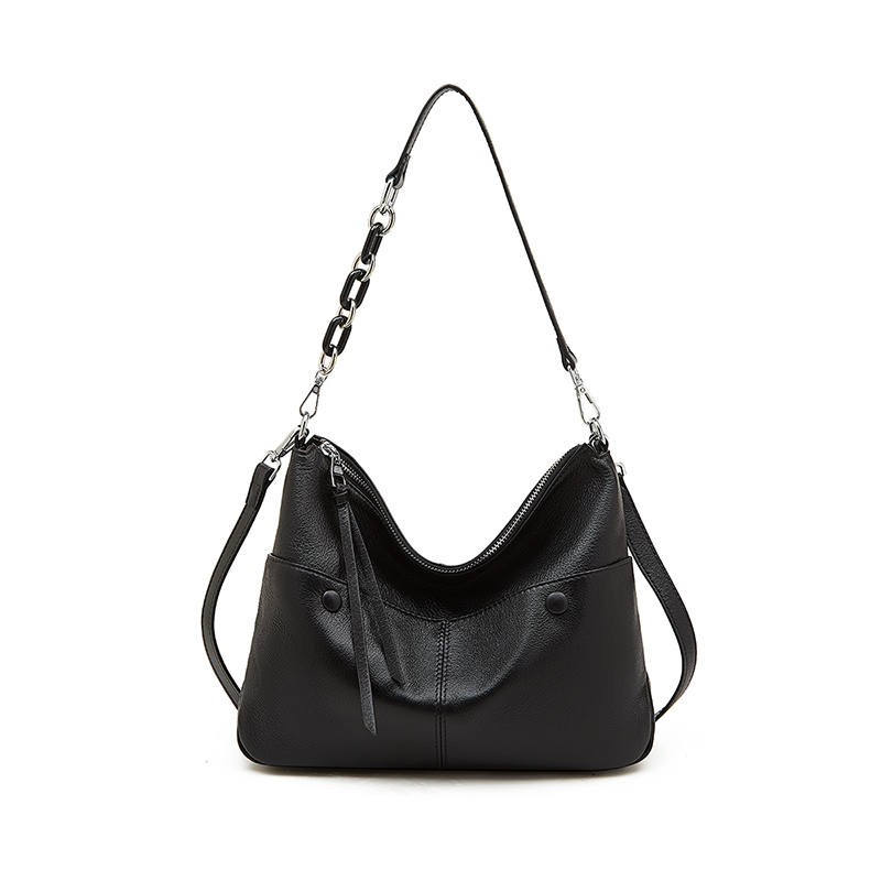 LAORENTOU Top Grain Cow Leather Shoulder Bag Regular Women's Black/White/Apricot