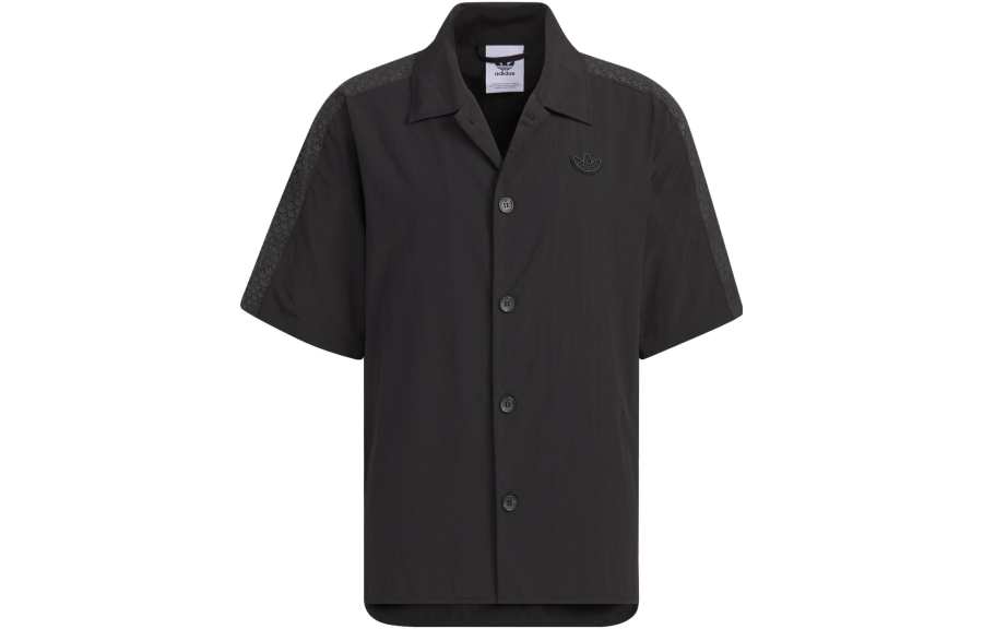 Adidas Originals Shirts Unisex Black Cuban Collar Moderate Shirt