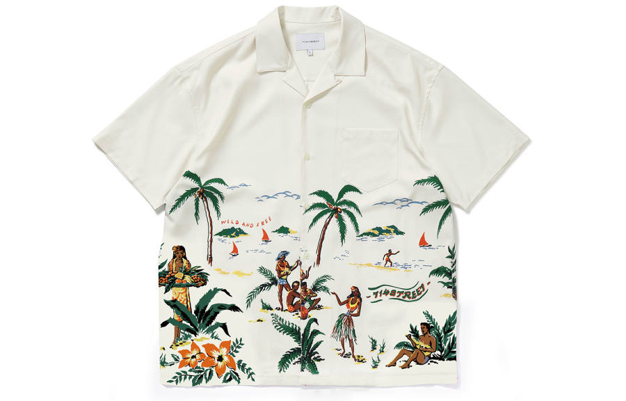 714STREET Shirts Unisex Ecru Cuban Collar Thin