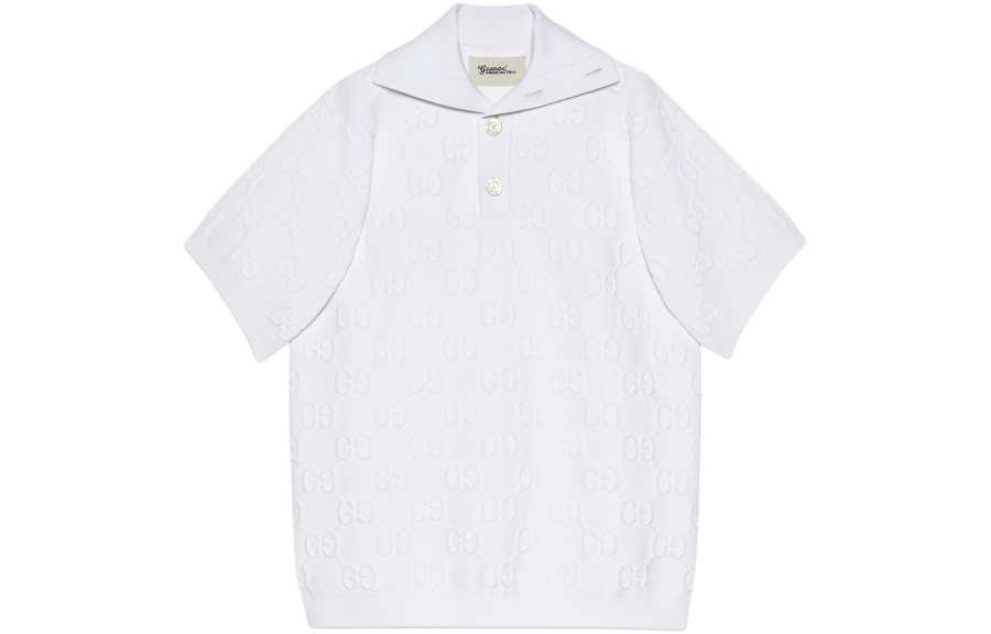 GUCCI Polo Shirts Men's White Polo Collar Moderate Other