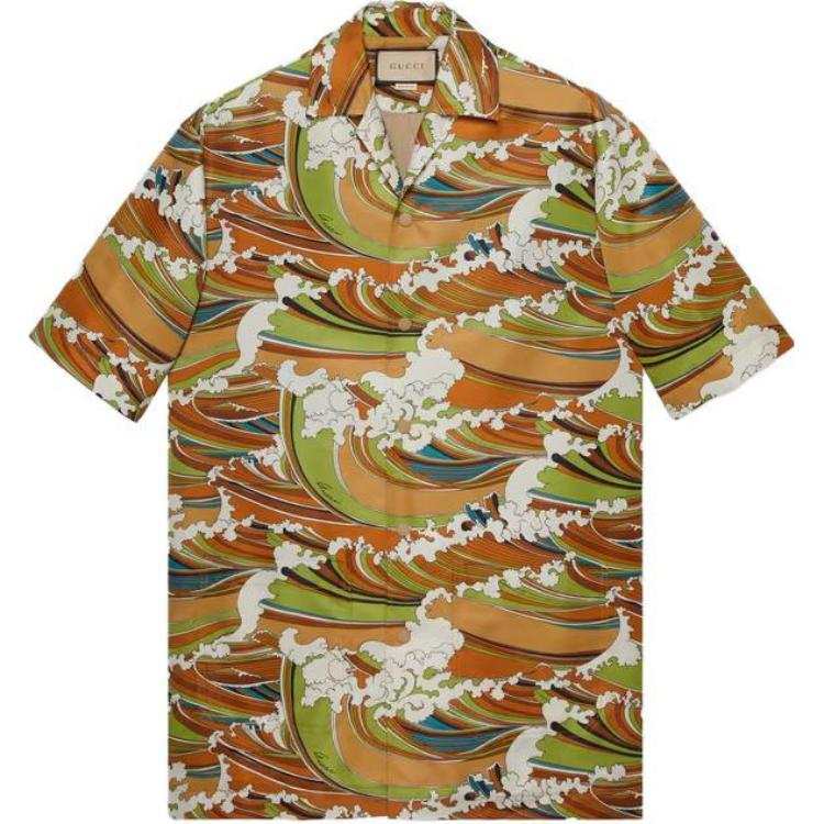 GUCCI Shirts Men's Multicolor Cuban Collar Moderate Other