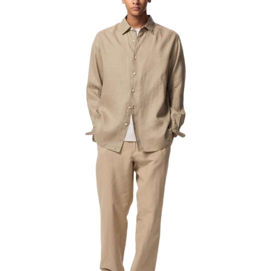 UNIQLO Shirts Unisex Dark Beige Lapel Thin