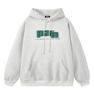 PAINWAKE Trendy Brand Pullover American Vintage Foam Letter Thickened And Fleece Lined Winter Casual Hooded Sweatshirt