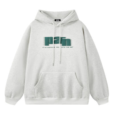 PAINWAKE Trendy Brand Pullover American Vintage Foam Letter Thickened And Fleece Lined Winter Casual Hooded Sweatshirt